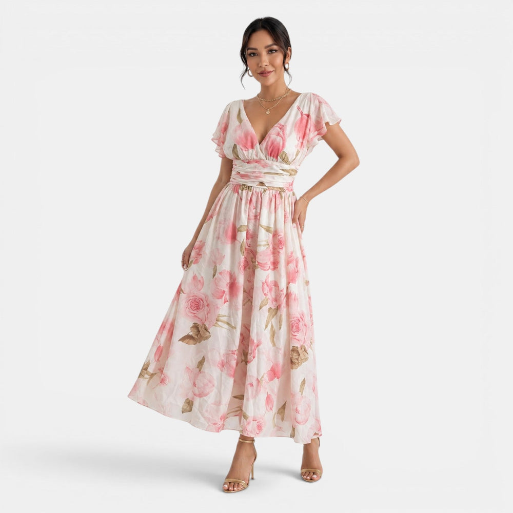 Women's Pink Floral Long Dress