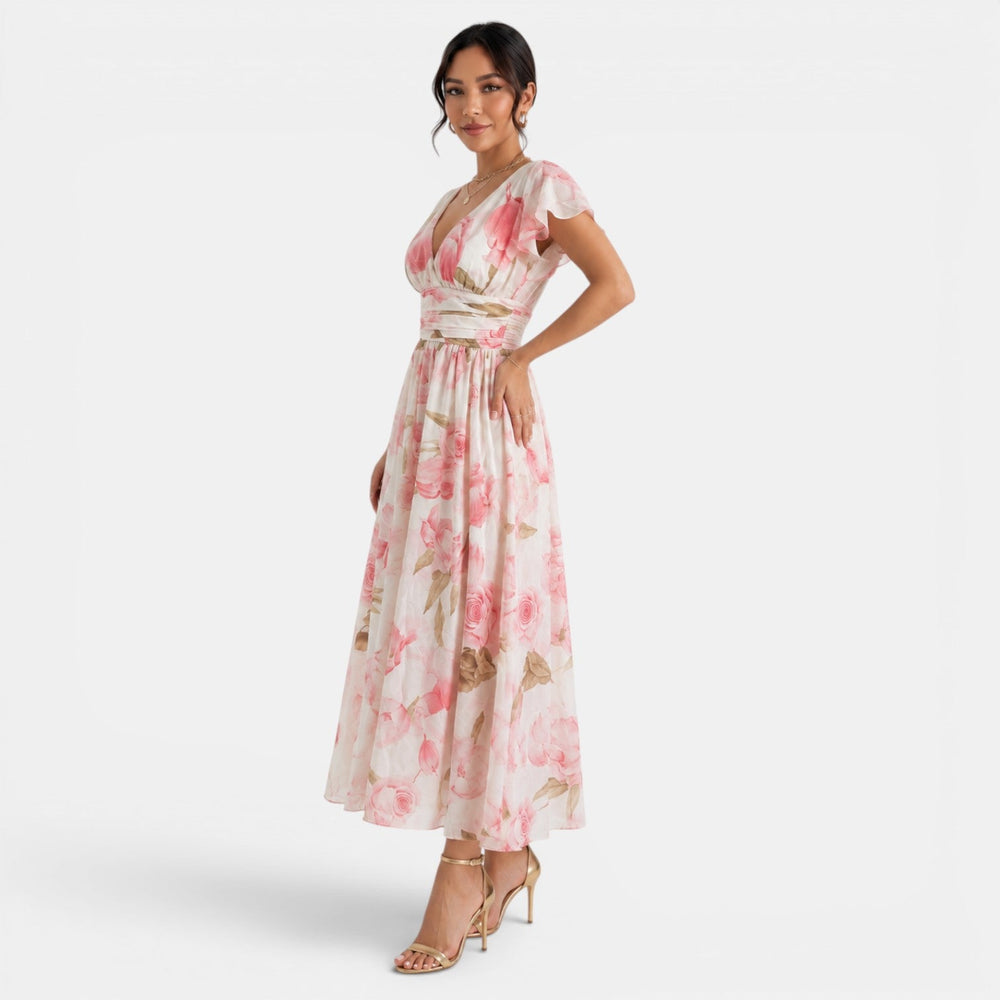 Women's Pink Floral Long Dress