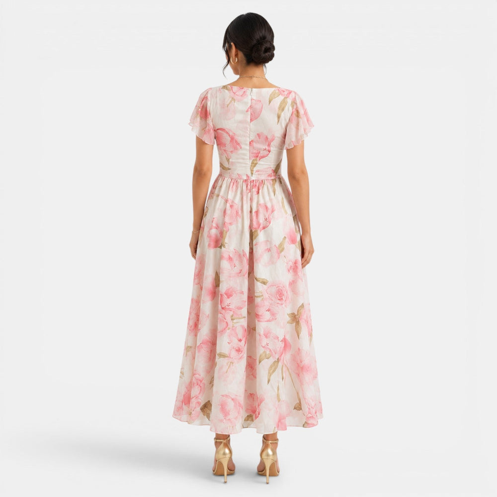 Women's Pink Floral Long Dress