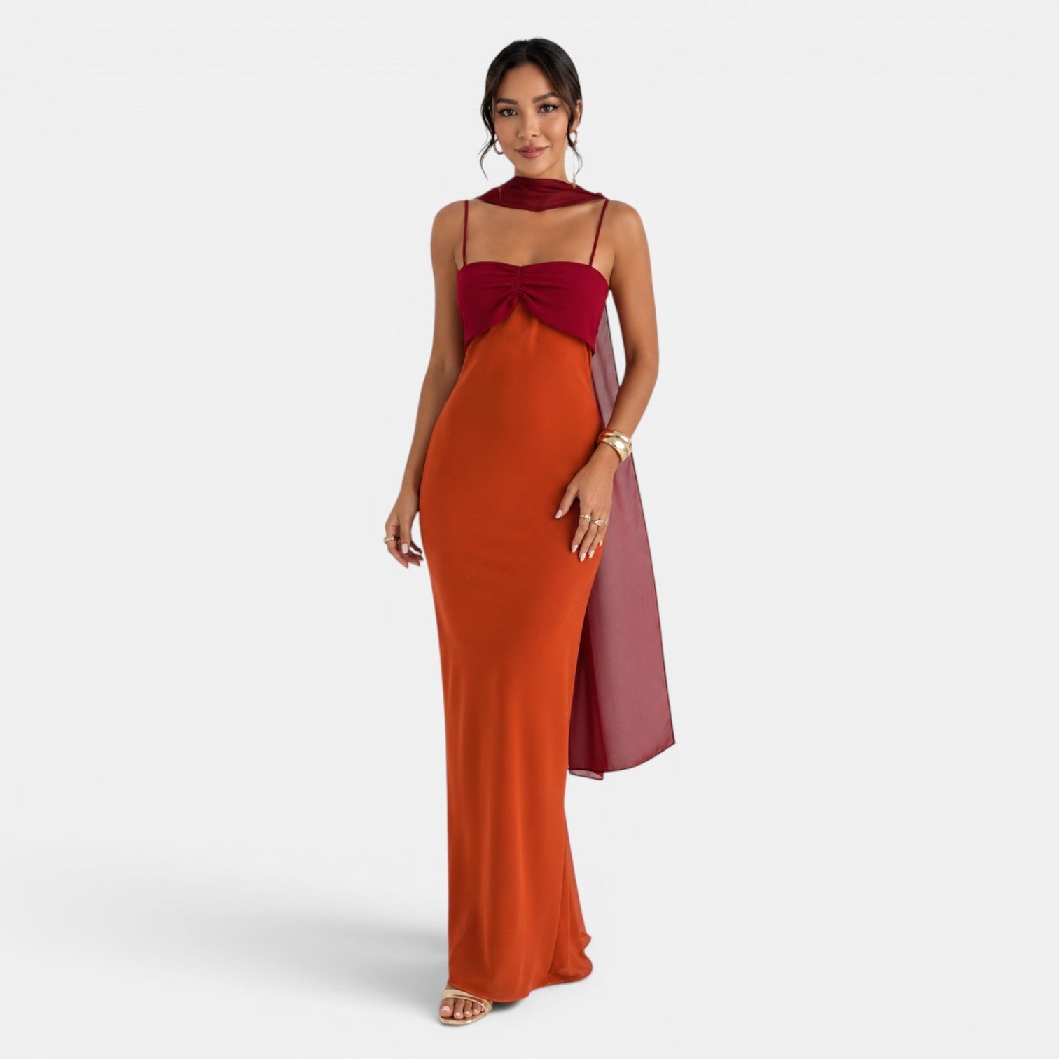 Women's Two-Tone Long Party Dress