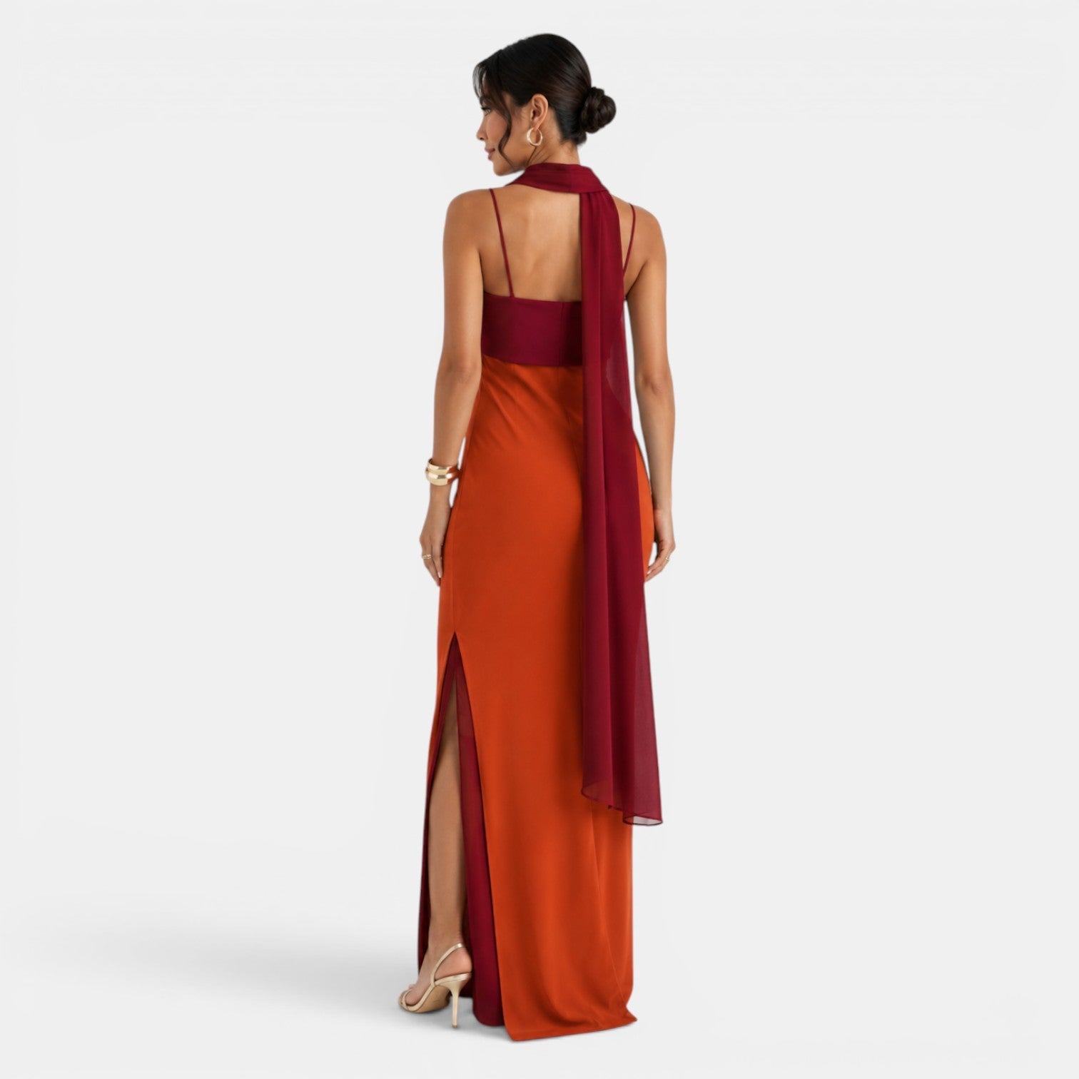 Women's Two-Tone Long Party Dress