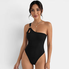 Women's Black One-Shoulder Swimsuit