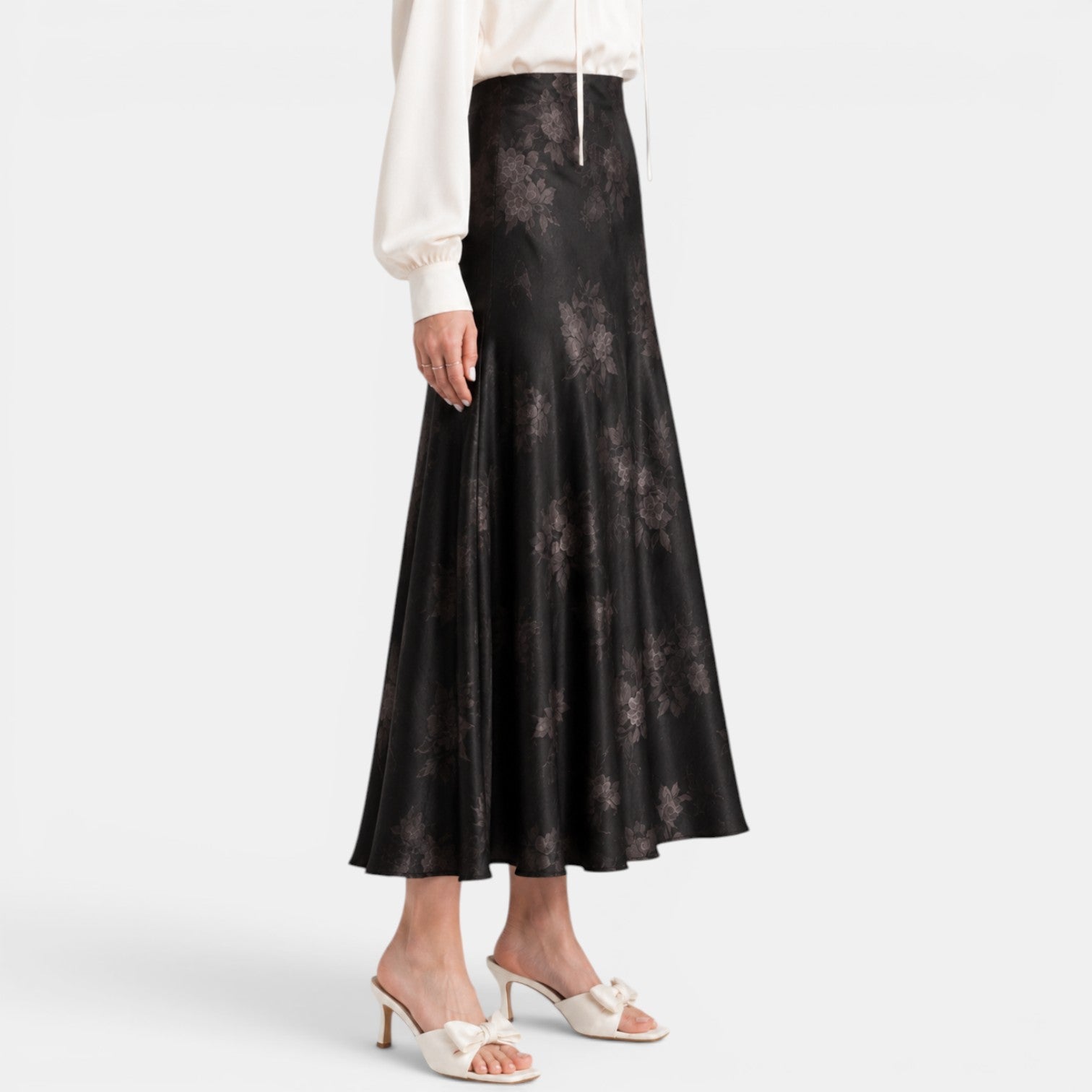 Women's Satin Rose Maxi Skirt