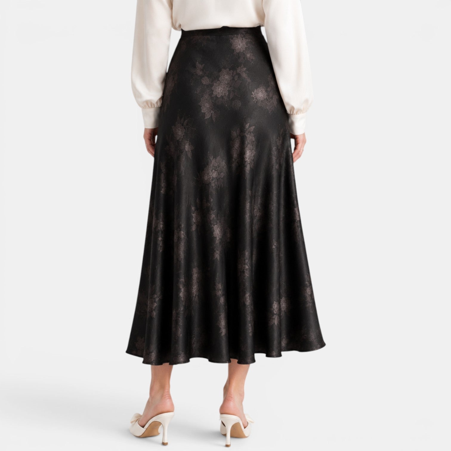 Women's Satin Rose Maxi Skirt