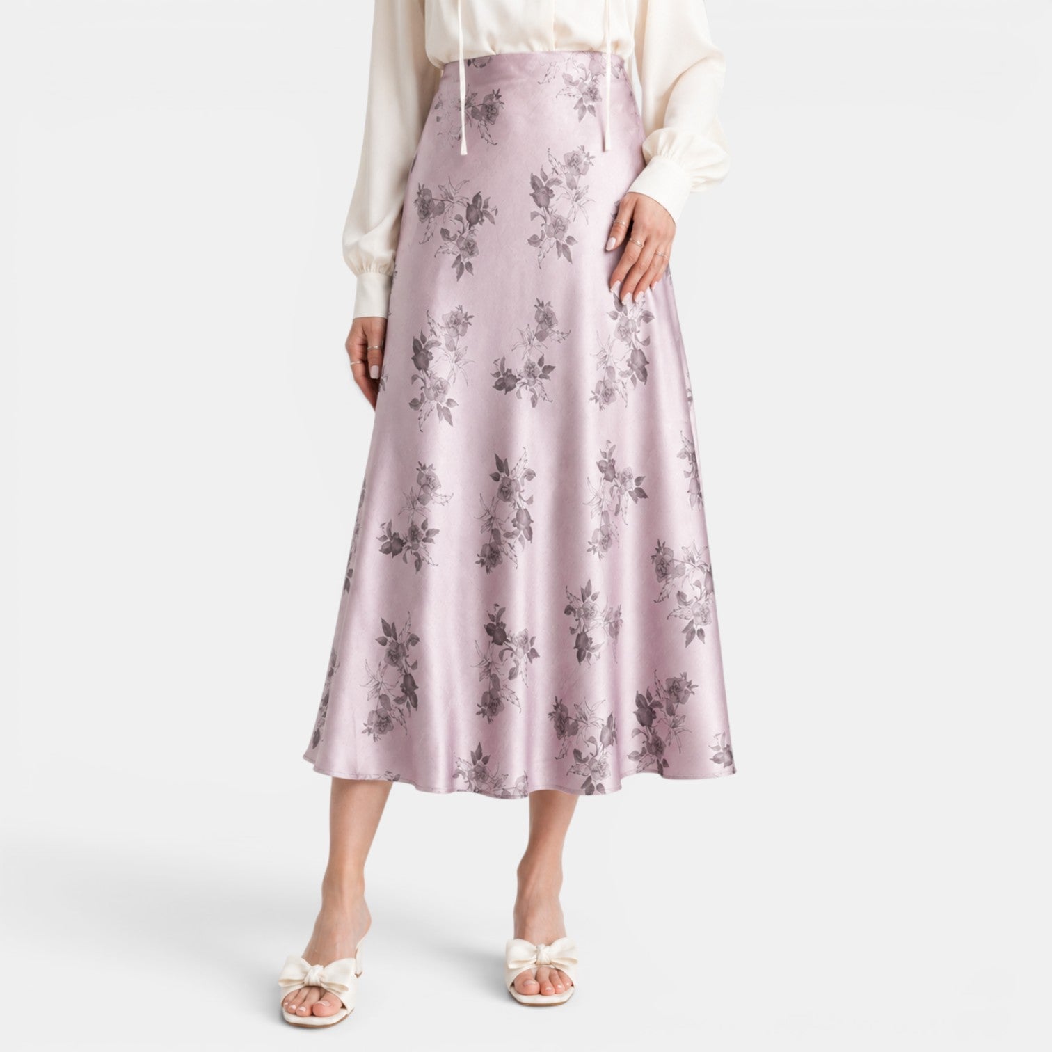 Women's Satin Rose Maxi Skirt