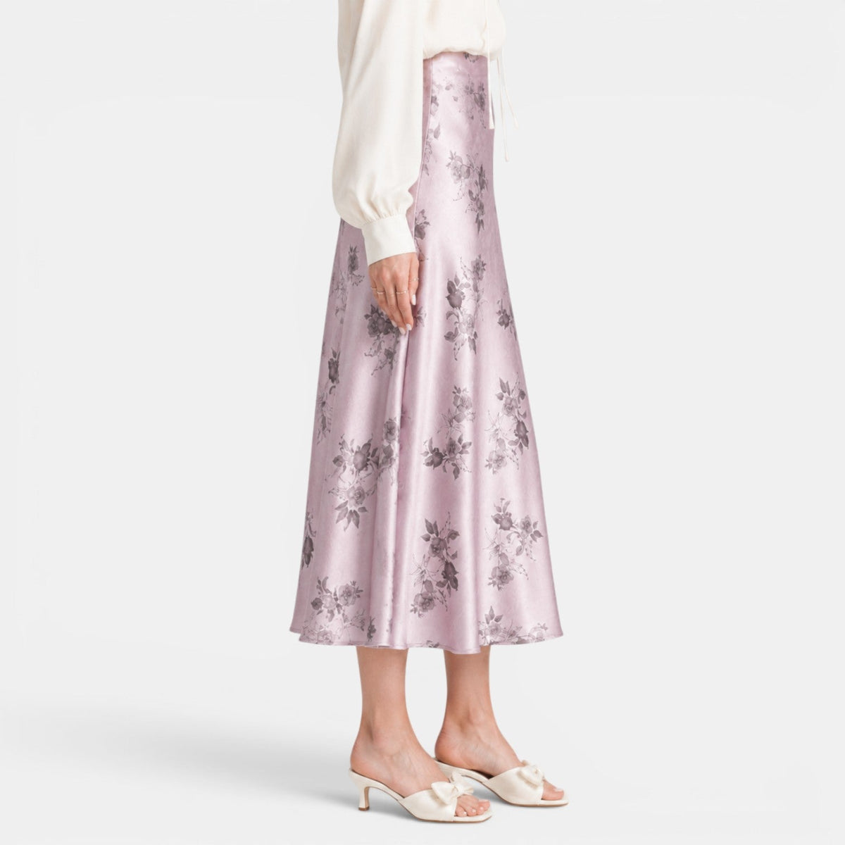 Women's Satin Rose Maxi Skirt
