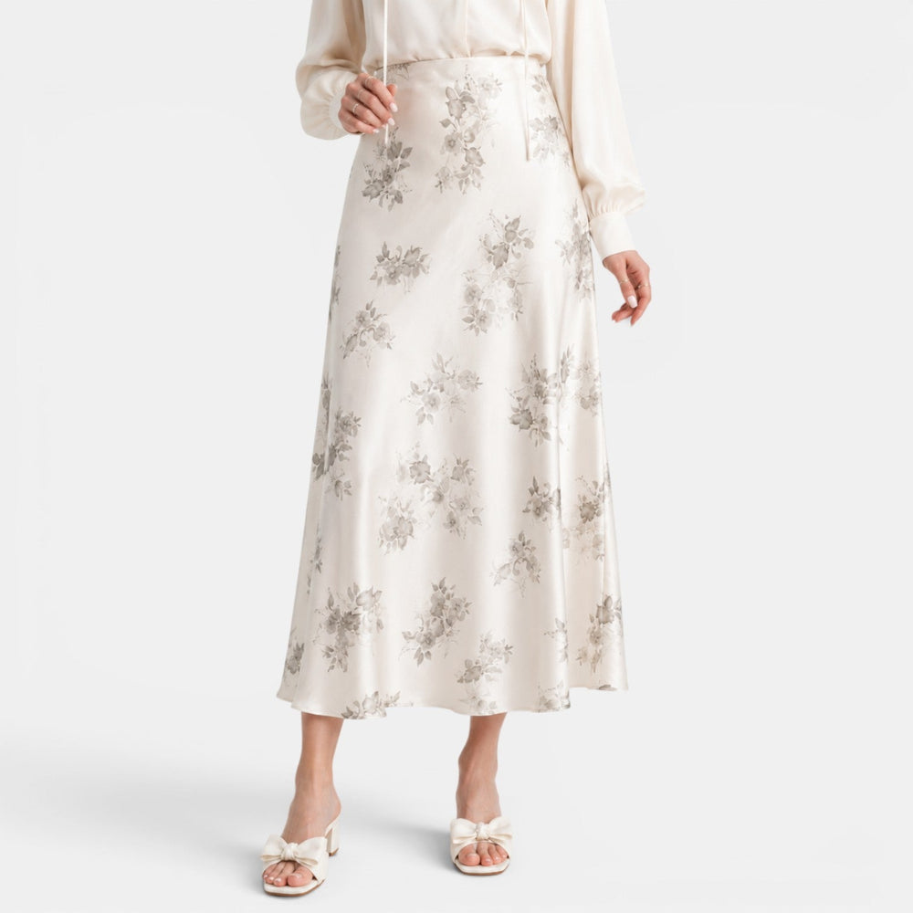 Women's Satin Rose Maxi Skirt