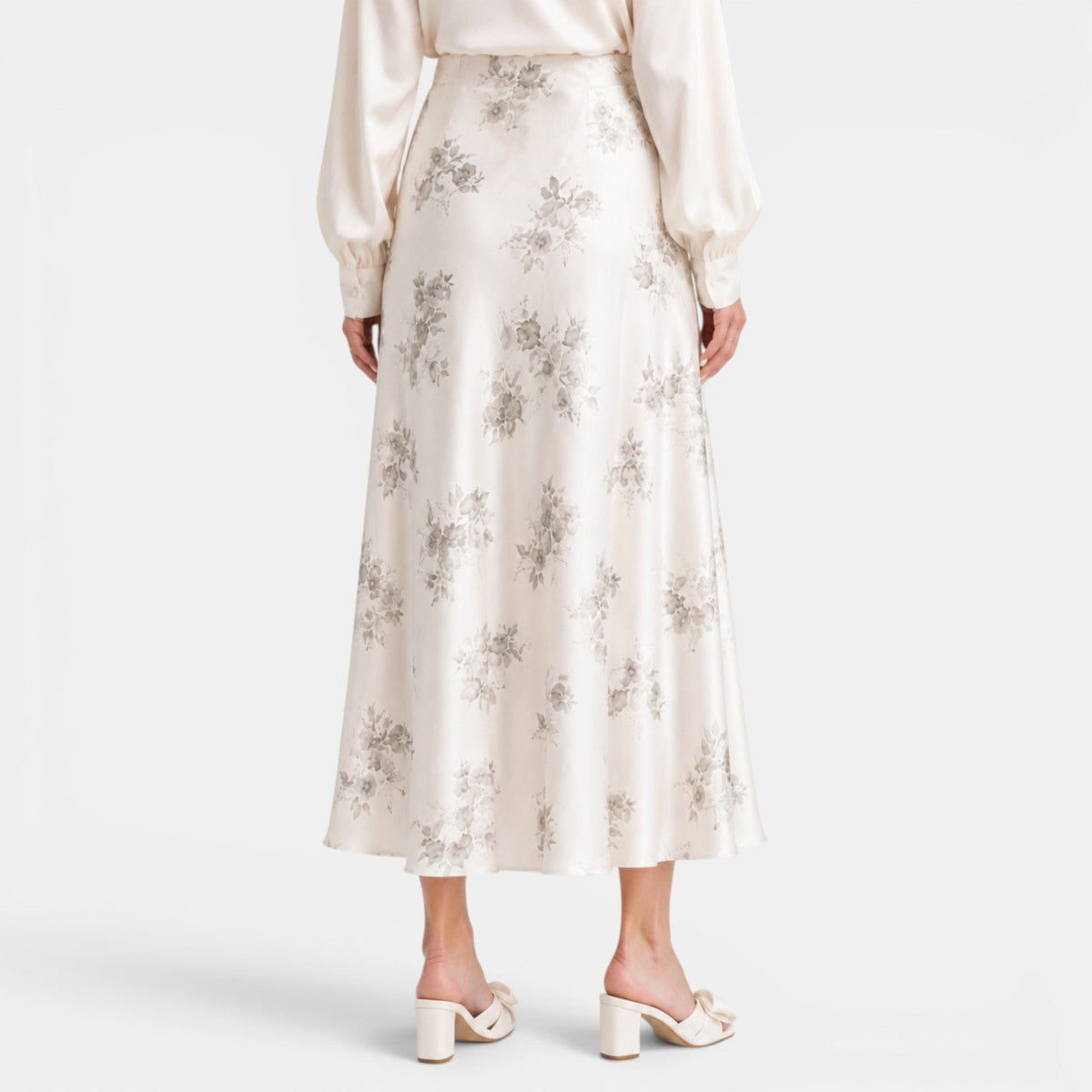 Women's Satin Rose Maxi Skirt