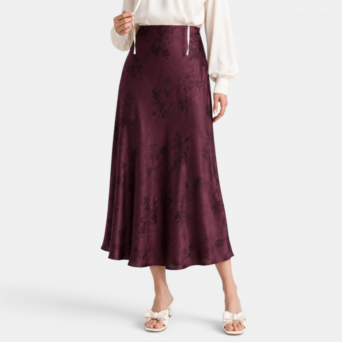 Women's Satin Rose Maxi Skirt