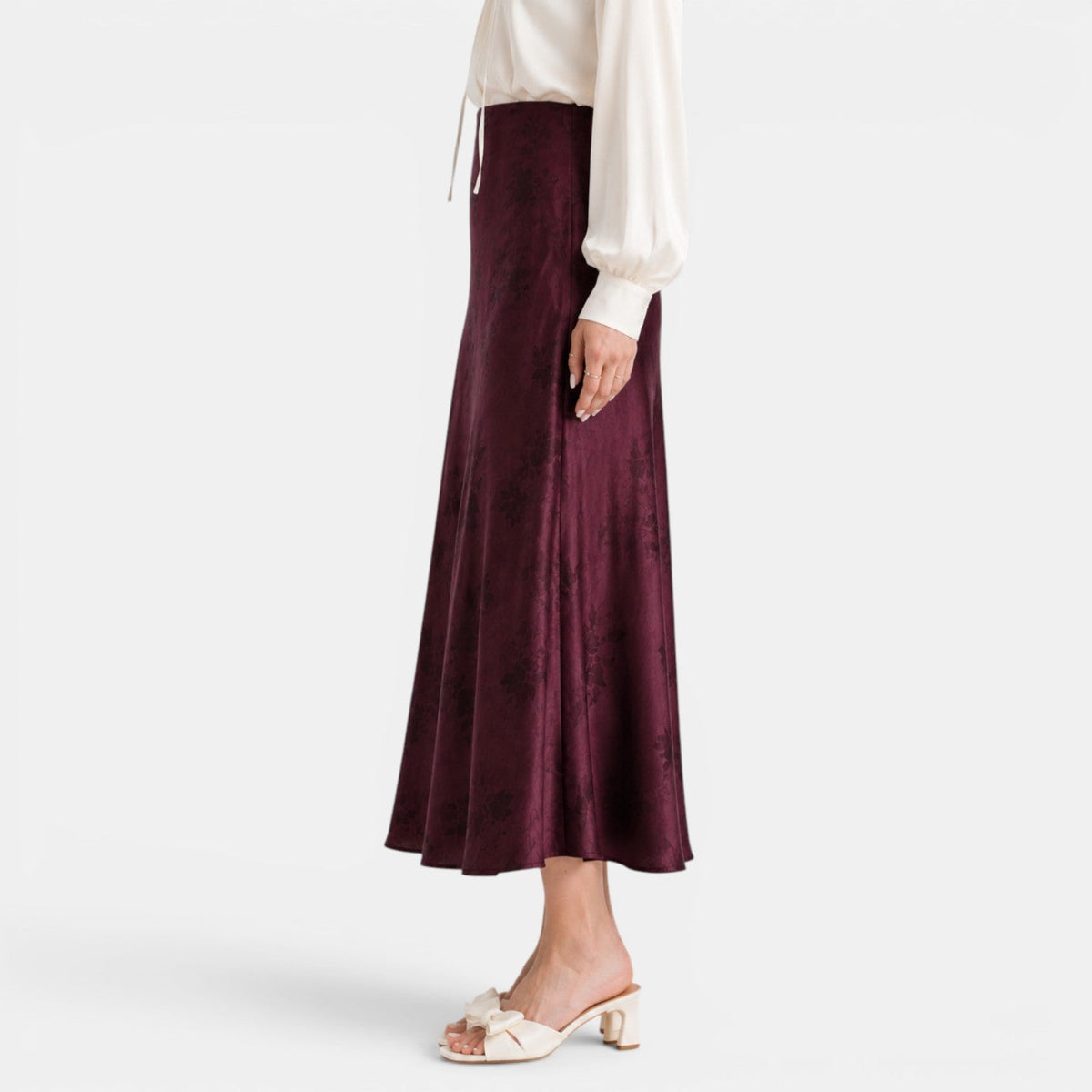 Women's Satin Rose Maxi Skirt