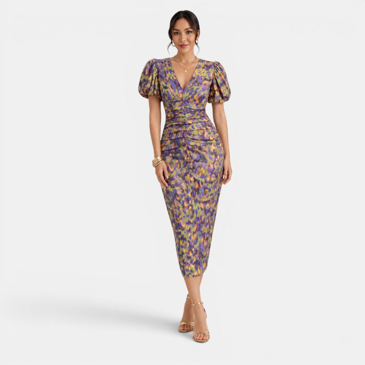 Violet Floral Midi Dress