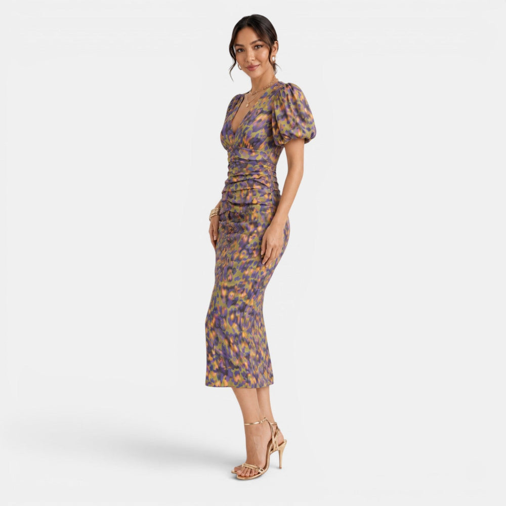 Violet Floral Midi Dress