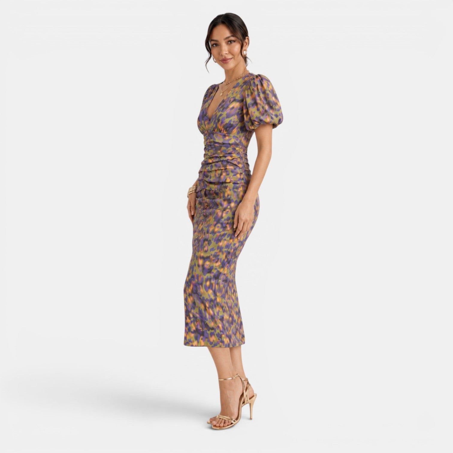 Violet Floral Midi Dress