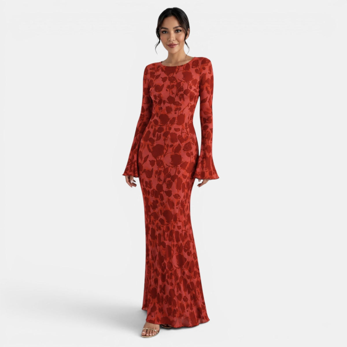 Red Chiffon Maxi Dress