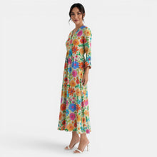 Printed Linen Midi Dress