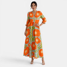Printed Linen Midi Dress