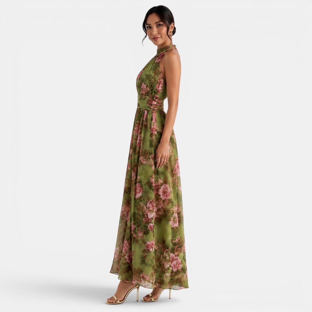 Women's Green Floral Maxi Dress