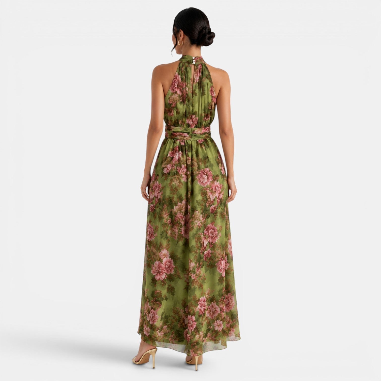 Women's Green Floral Maxi Dress