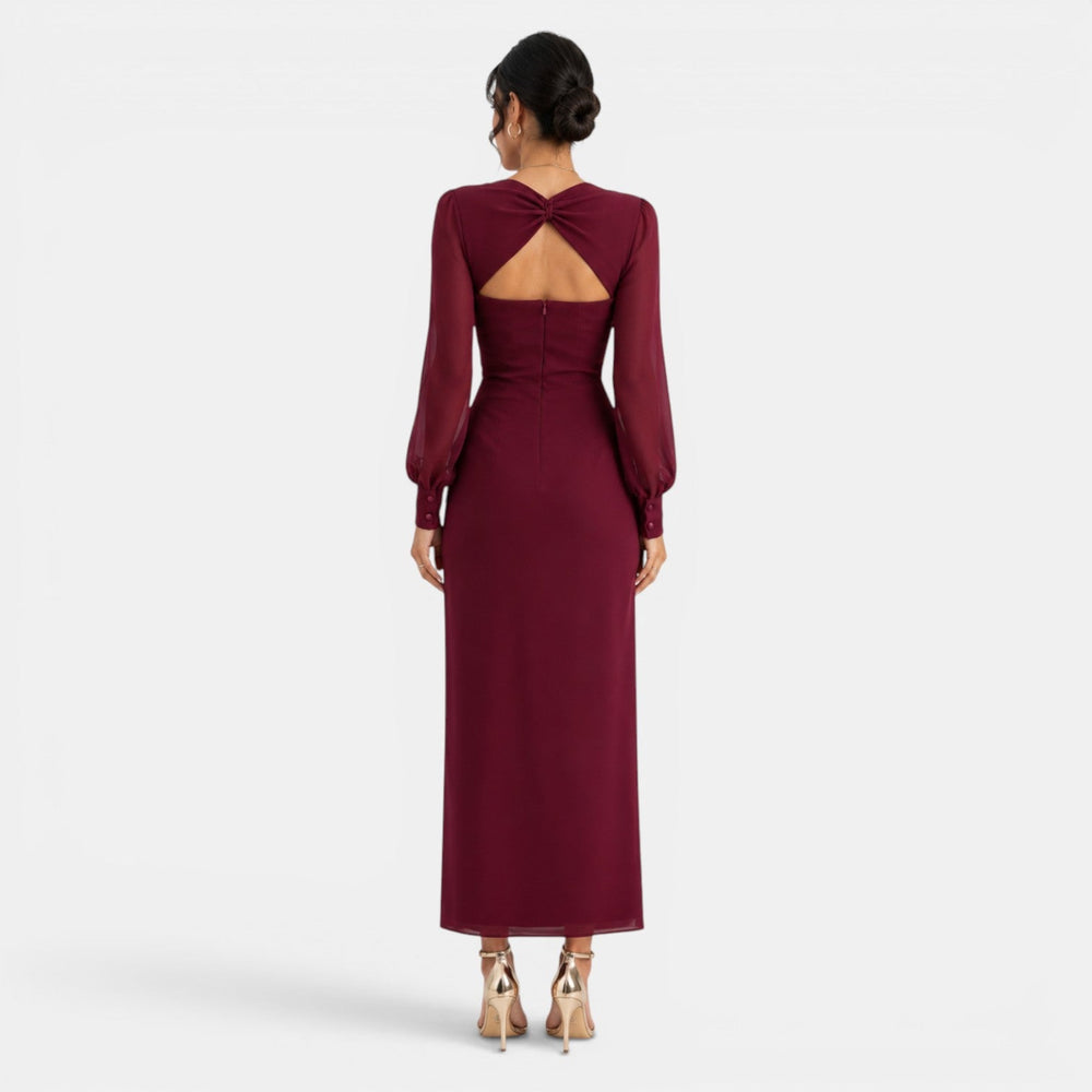 Red Long Sleeve Maxi Dress