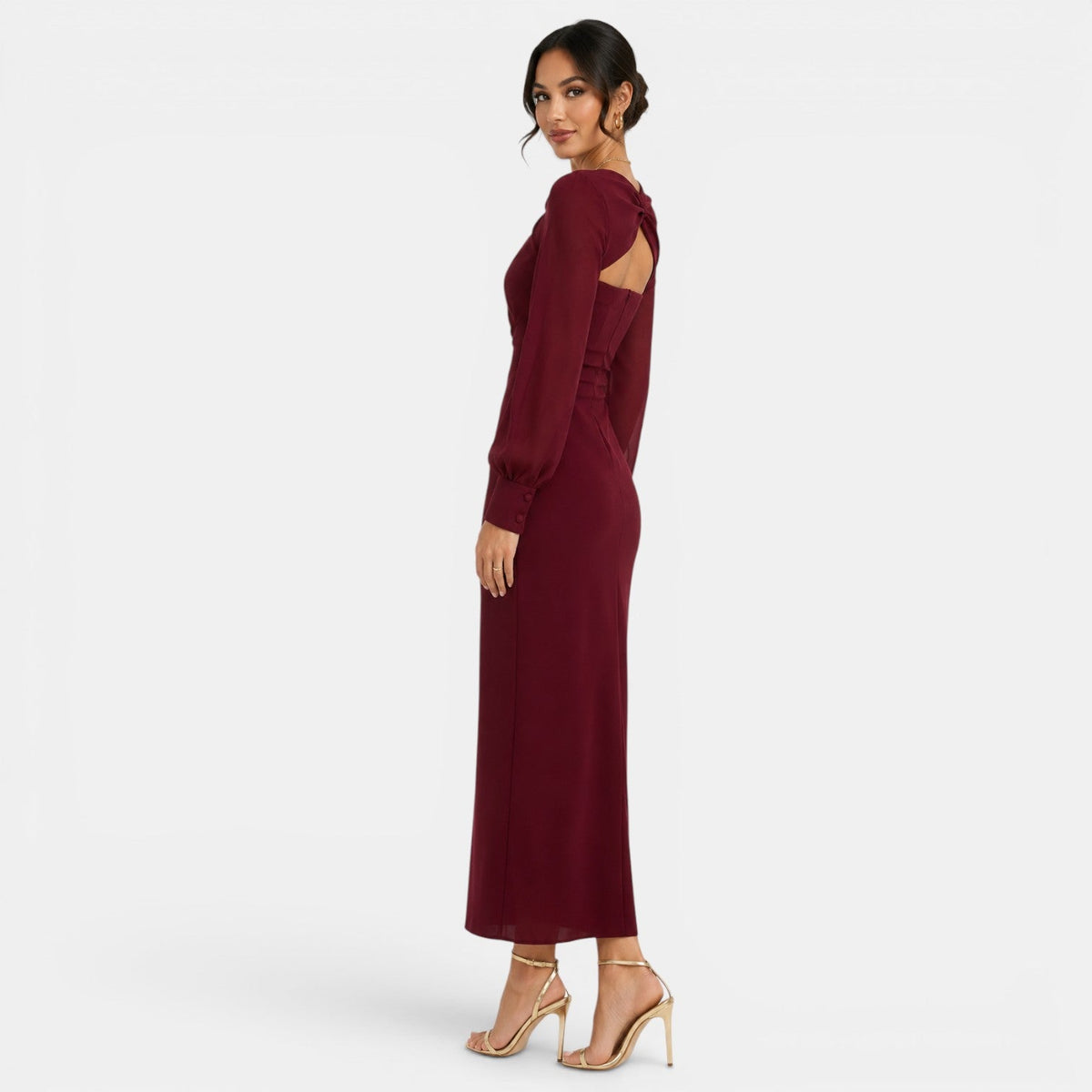 Red Long Sleeve Maxi Dress
