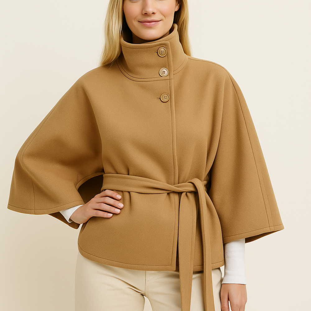 Lilia Milano Women's Dress with Batwing Sleeves – Thick Warm Polyester Coat with Elegant Modern Design