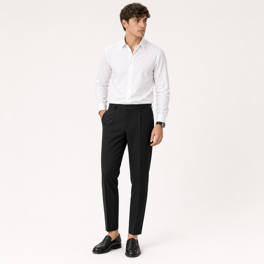 Giovanni Bellucci | Tailored Slim Fit Trousers with Refined Structure For Men