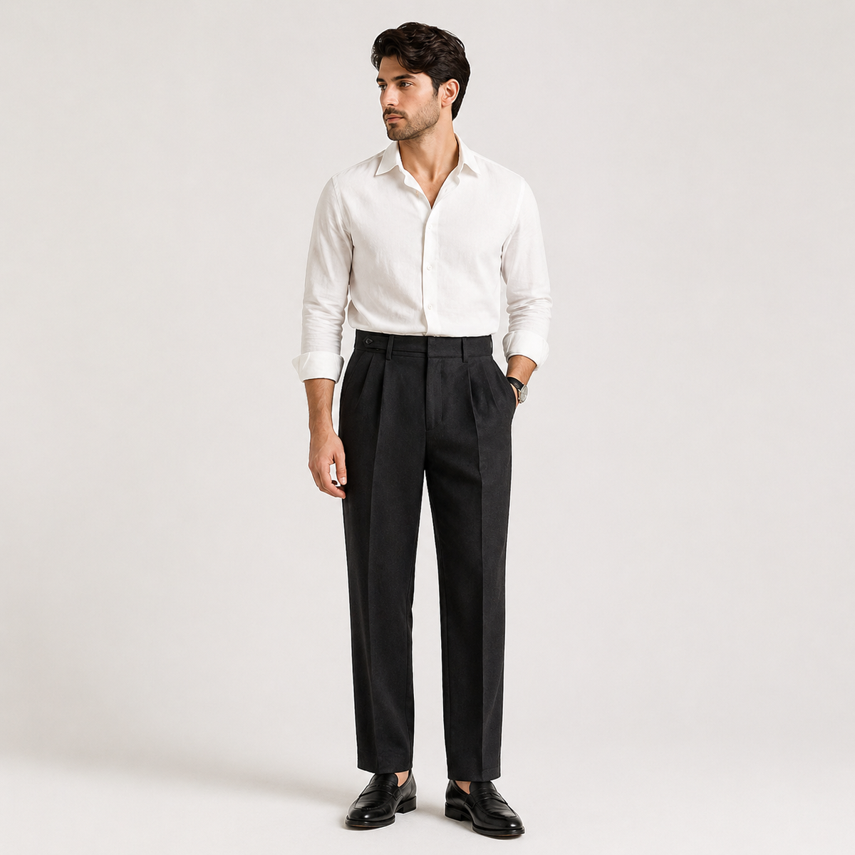 Alessio Romano | Tailored Pleated Trousers with Refined Structure For Men