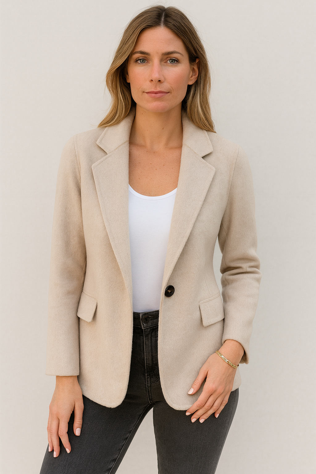 Valentina Women's Coat – Long Warm Elegant Modern Cut Mixed Wool Coat