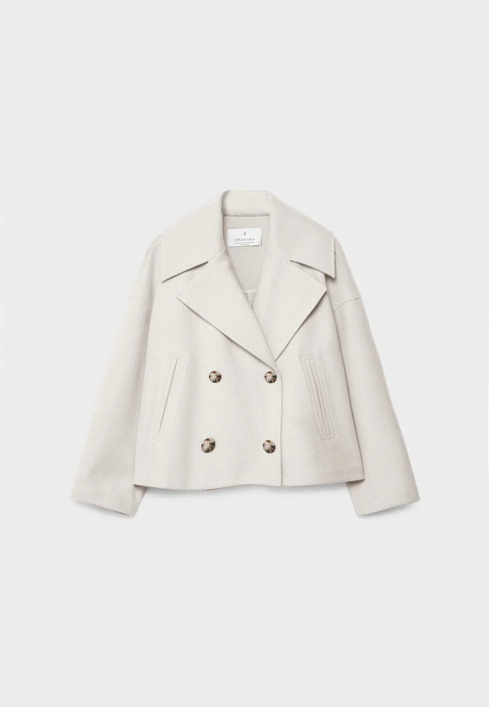 Olivia Femme Coat – Chic Short Double-Breasted Coat with Elegant Buttons & Modern Style