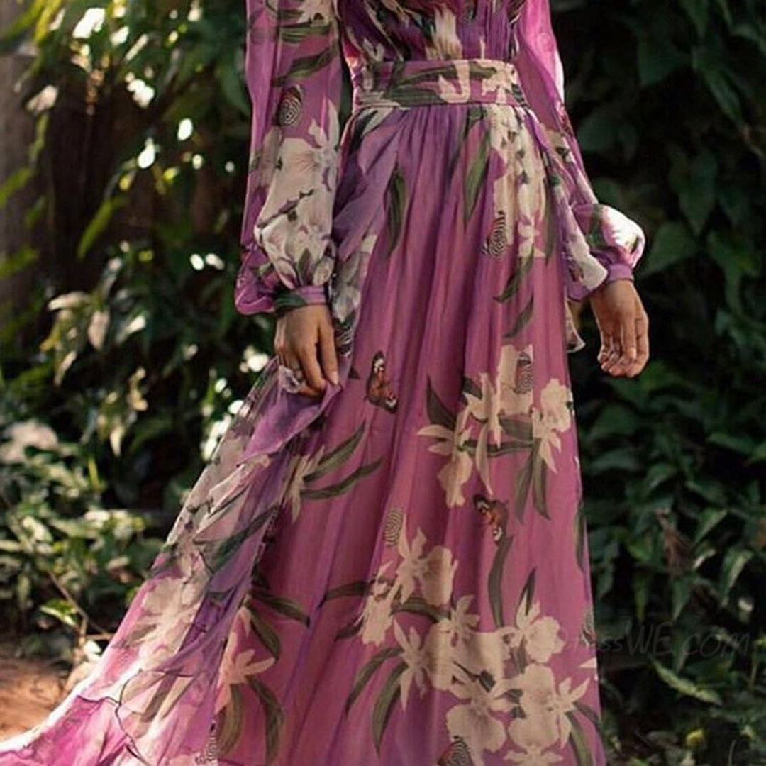 Natalia Maxi Dress Woman – Summer Elegance, Light Polyester & Fluid Cut Purple