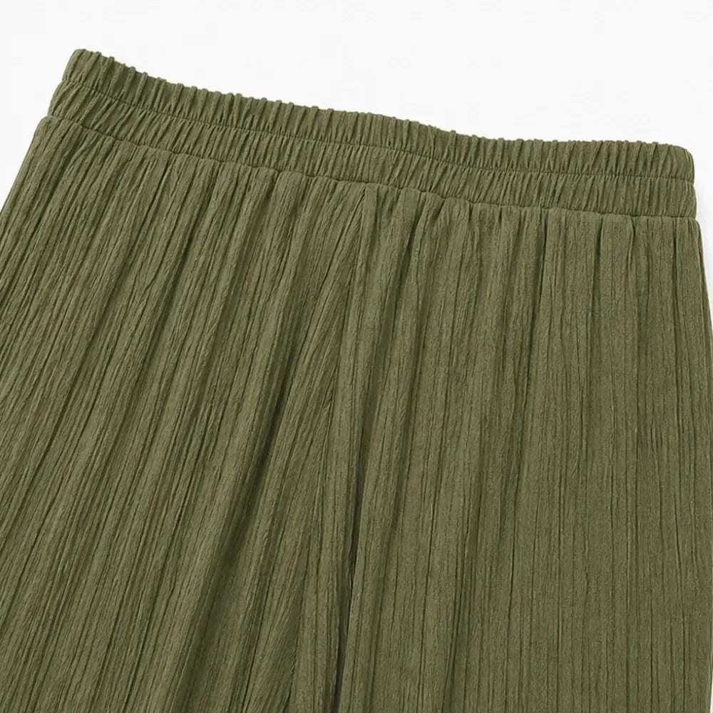 Velora – Ribbed Wide-Leg Capri Pants with Drawstring Waist & Side Slit, Plus Size 1XL–5XL