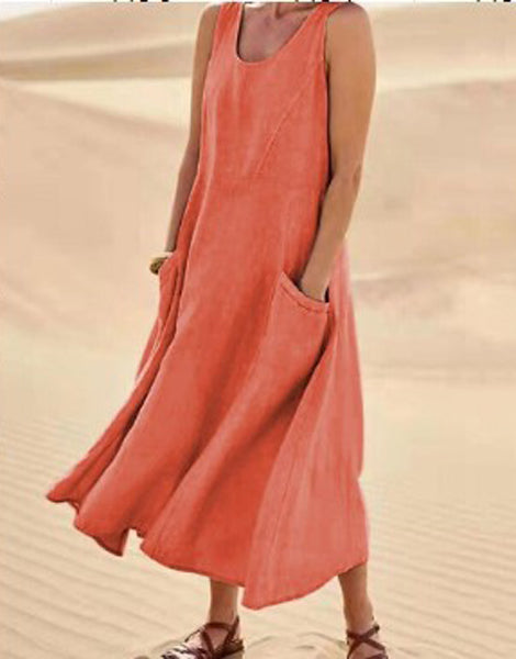 Elise Cotton Dress Woman – Soft, Breathable & Practical Pockets for Daily Comfort