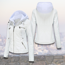 Xyla Women's Leather Jacket – Elegant with Hood, Zipper Closure & Practical Pockets