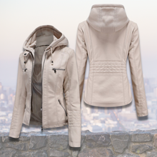 Xyla Women's Leather Jacket – Elegant with Hood, Zipper Closure & Practical Pockets
