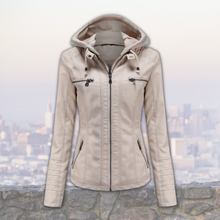 Xyla Women's Leather Jacket – Elegant with Hood, Zipper Closure & Practical Pockets