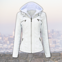 Xyla Women's Leather Jacket – Elegant with Hood, Zipper Closure & Practical Pockets