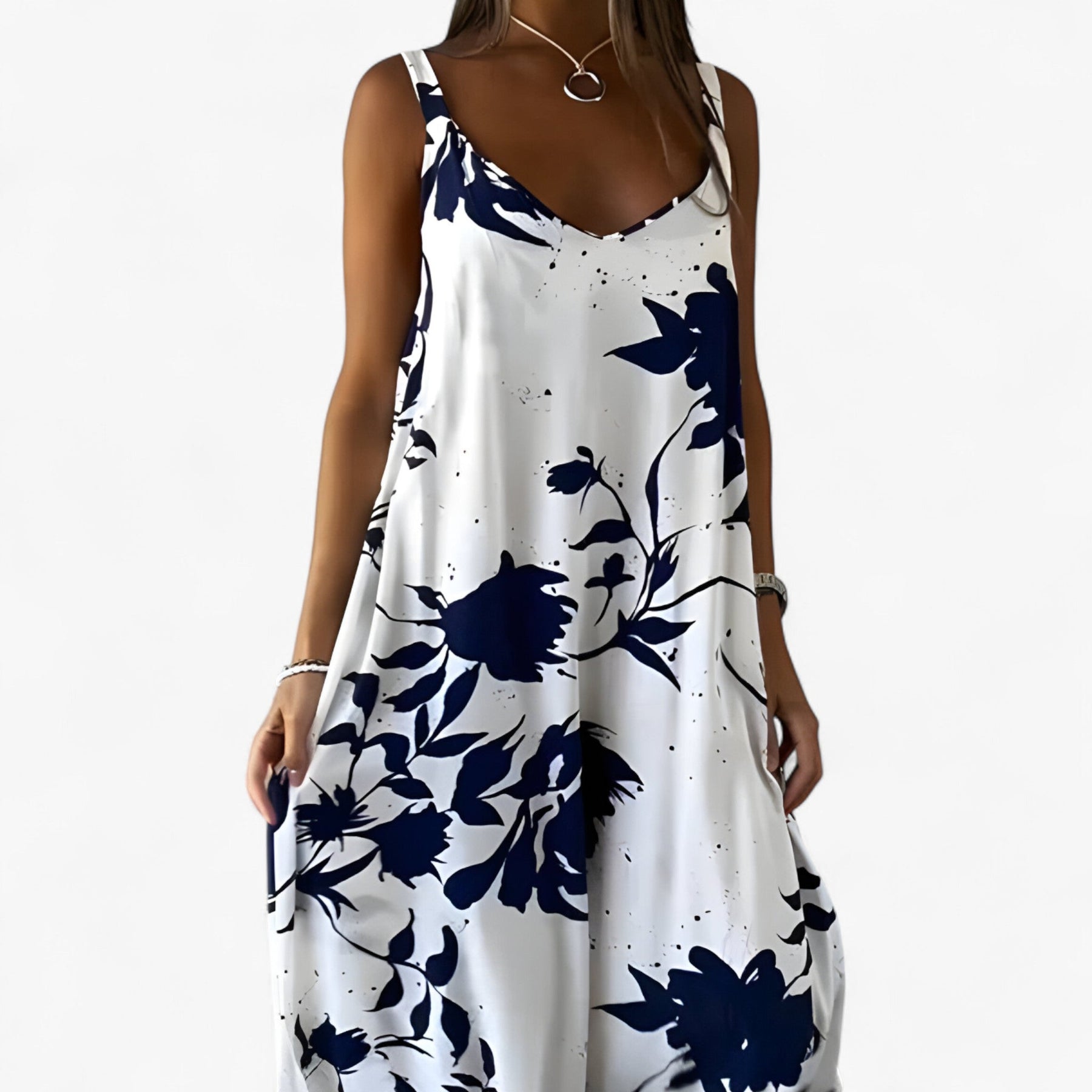 Daniela Robe Summer Woman – Sleeveless Floral Dress in Light Cotton for Sunny Days
