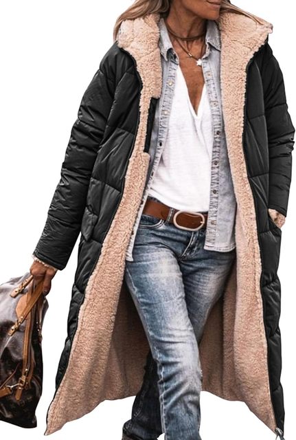 Rosalie Women's Winter Coat – Long Reversible Fleece Coat with Warm and Chic Hood