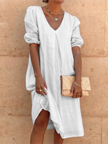 Midi Dress Woman Fanny – Elegant Summer Dress with Flattering Cut & Breathable Comfort