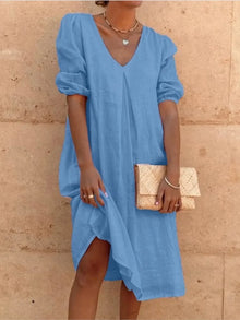 Midi Dress Woman Fanny – Elegant Summer Dress with Flattering Cut & Breathable Comfort
