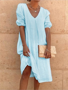 Midi Dress Woman Fanny – Elegant Summer Dress with Flattering Cut & Breathable Comfort