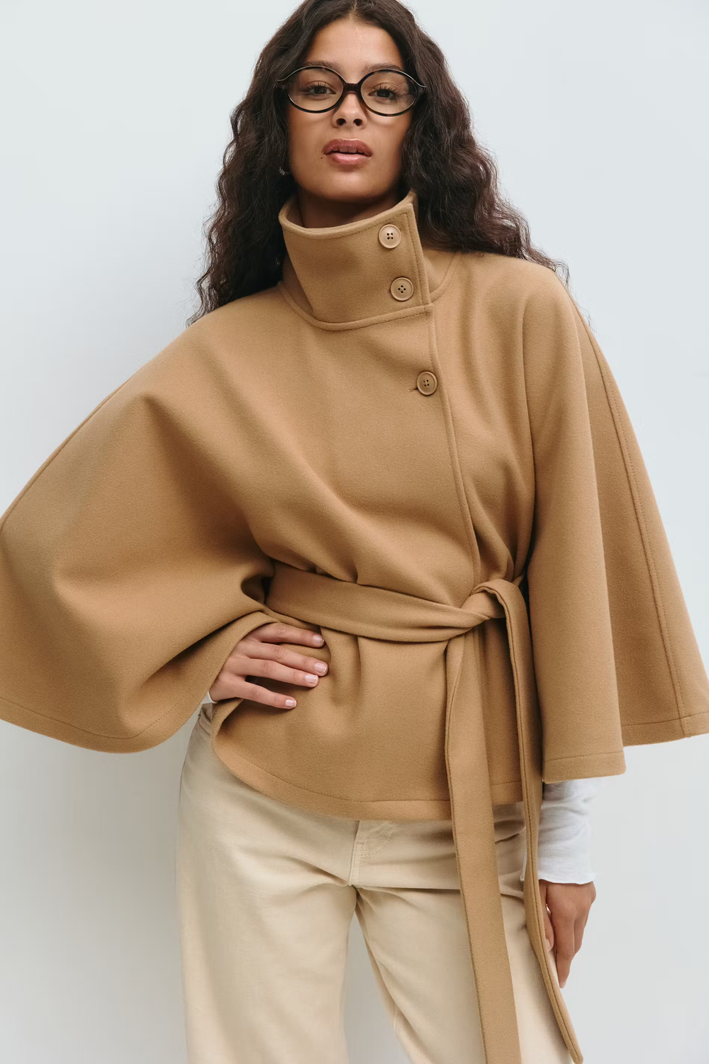 Lilia Milano Women's Dress with Batwing Sleeves – Thick Warm Polyester Coat with Elegant Modern Design