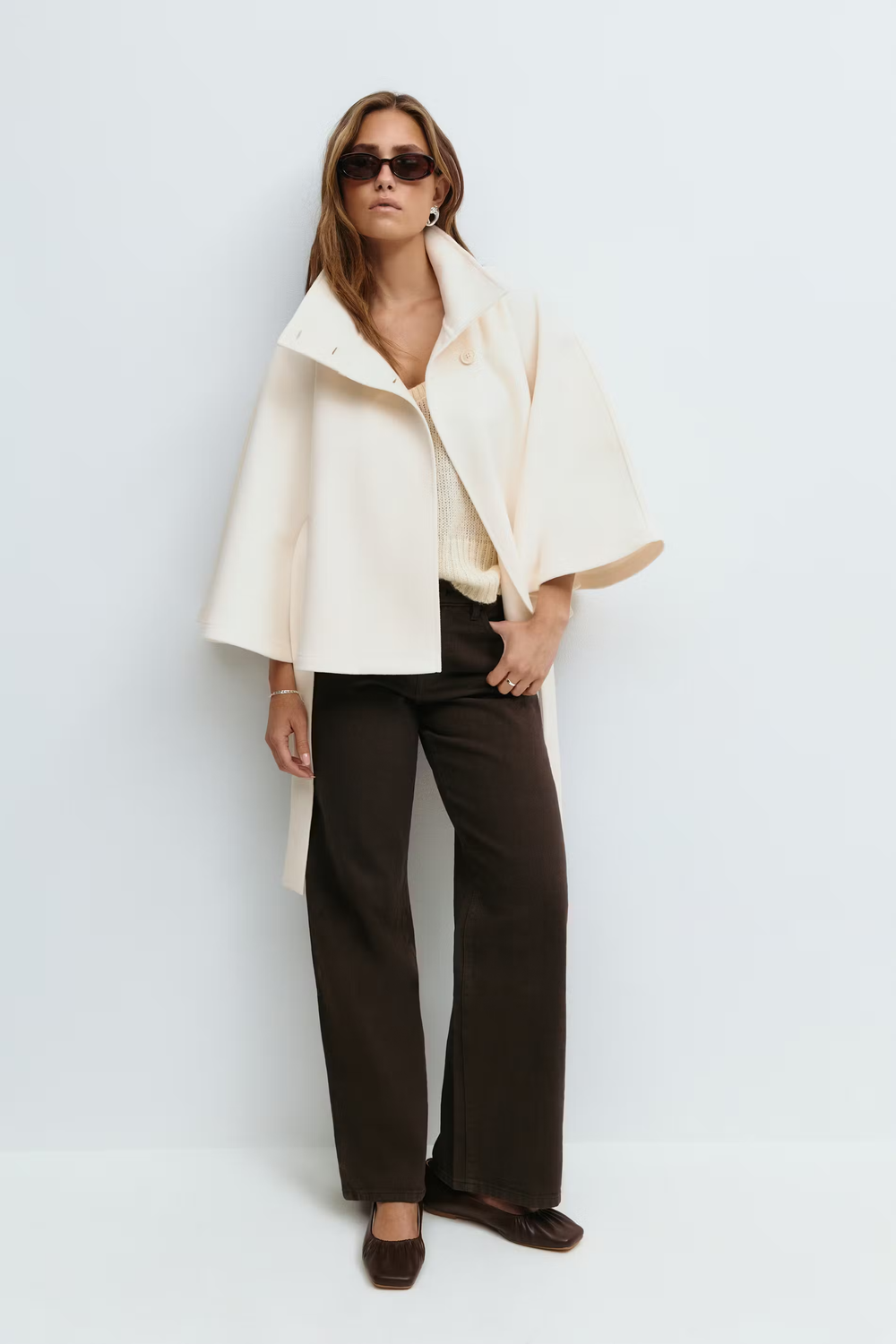 Lilia Milano Women's Dress with Batwing Sleeves – Thick Warm Polyester Coat with Elegant Modern Design