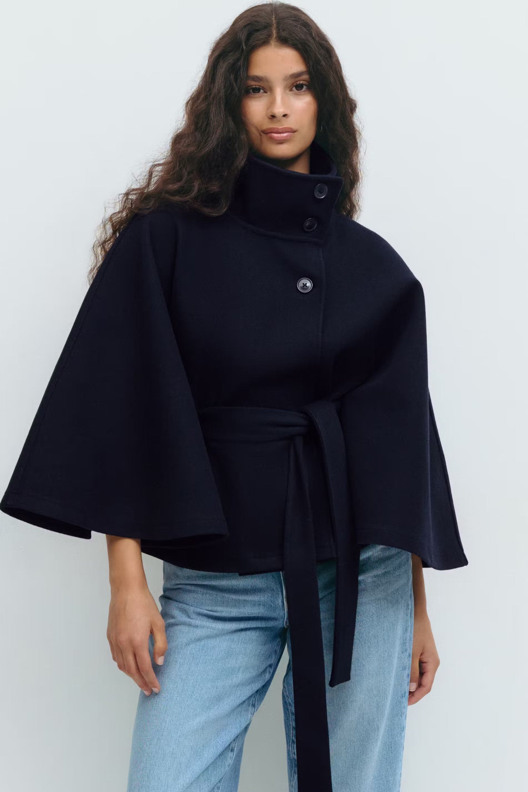 Lilia Milano Women's Dress with Batwing Sleeves – Thick Warm Polyester Coat with Elegant Modern Design