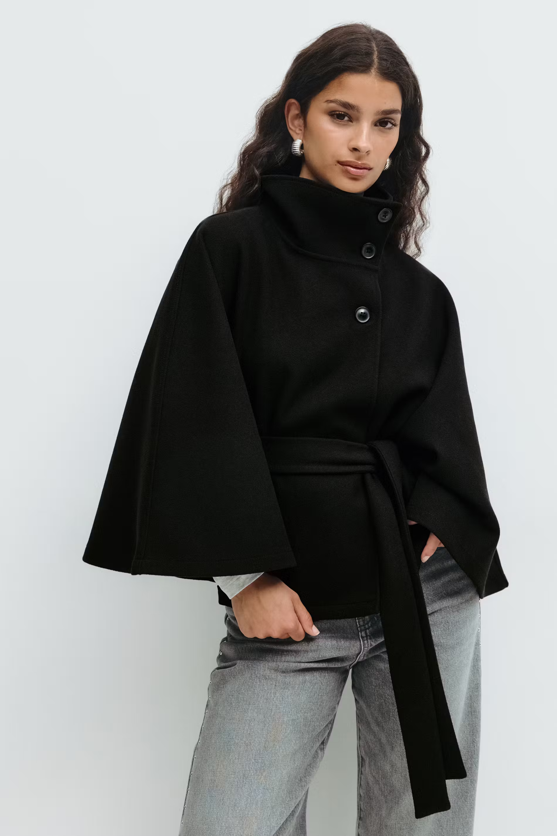 Lilia Milano Women's Dress with Batwing Sleeves – Thick Warm Polyester Coat with Elegant Modern Design