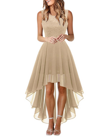 Drel Women's Dress – Sleeveless Long Lace Dress with Round Neck Bohemian Chic Elegant