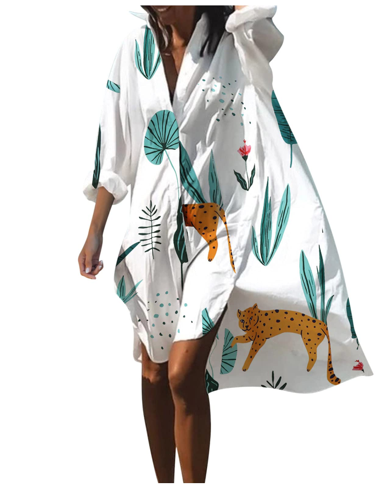 Naïa Women's Kimono Dress – Long Bohemian Fluid Caftan Japanese & Moroccan Style Beach Cover-Up