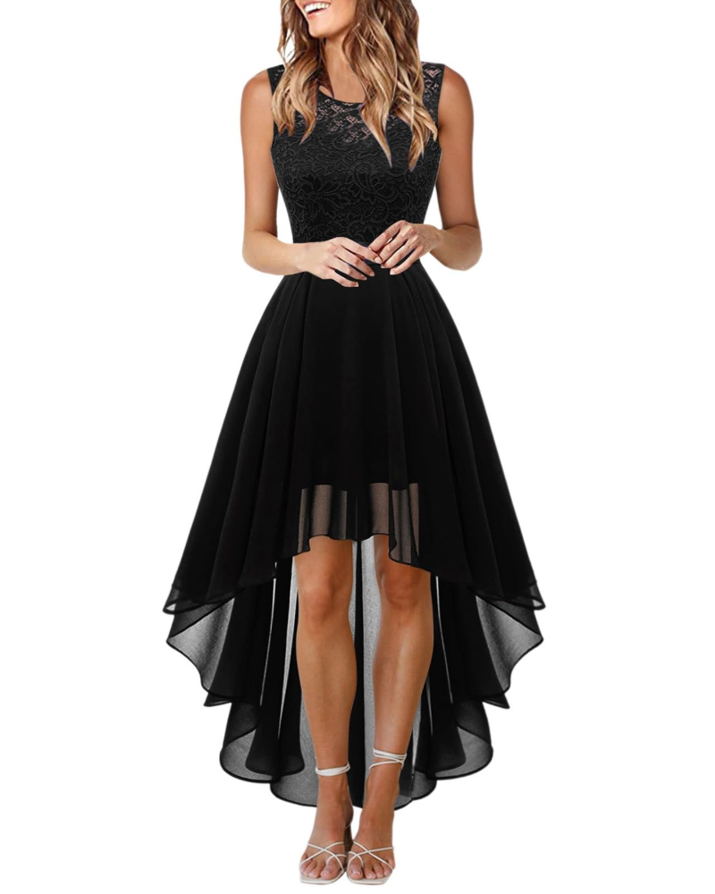 Drel Women's Dress – Sleeveless Long Lace Dress with Round Neck Bohemian Chic Elegant