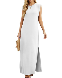 Tulip Long Dress for Women – Sleeveless, Round Neck & Pockets, Elegant Flowing Summer