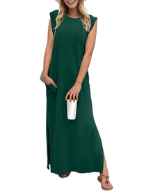 Tulip Long Dress for Women – Sleeveless, Round Neck & Pockets, Elegant Flowing Summer